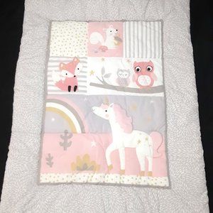 Lambs & Lily 3 Piece Crib Set - Quilt, Skirt & Fitted Sheet - Unicorn, Animals